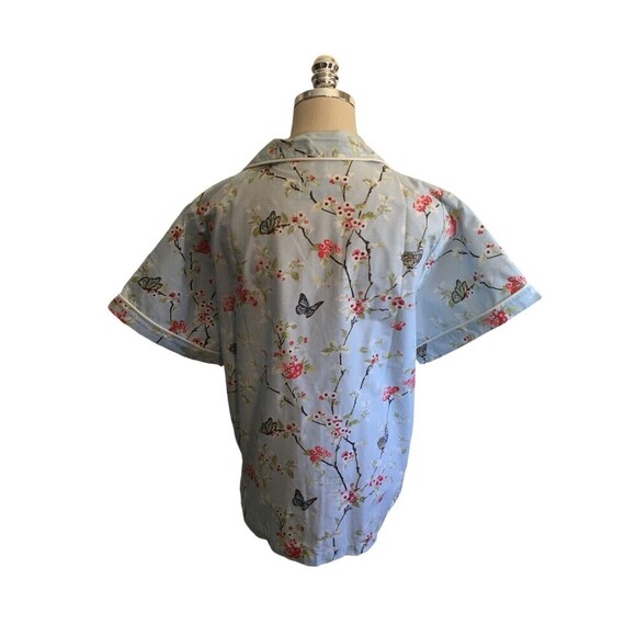 Ella Simone PJ Set Women's Size Medium Blue Red Floral Short Sleeve Top & Pants - Picture 5 of 11